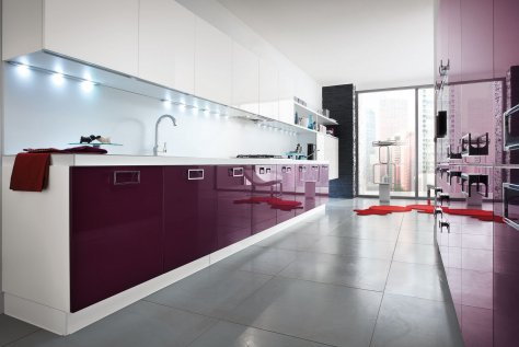Cucina Moderna Larice naturale e Bianco lucido - Slim Cucina Moderna Larice naturale e Bianco lucido - Slim